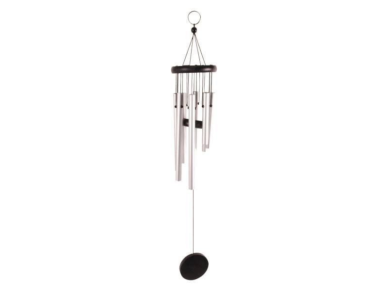Esschert Design Windspiel aus Aluminium Kleineres Windspiel aus Holz und Kunststoff mit 8 Aluminiumröhrchen
