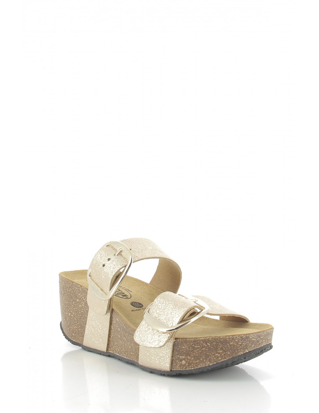 plakton Mules compensées femme so rock bi cuir doré