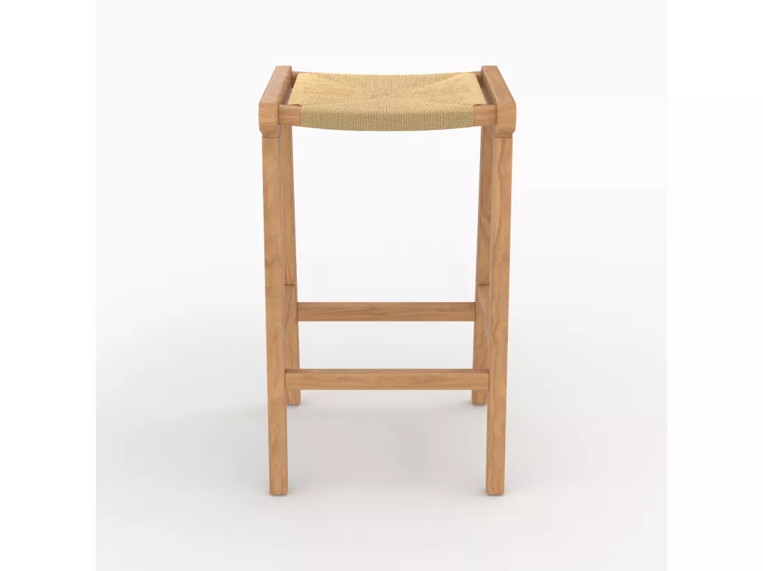 Tabouret pour ilot central 68 cm en teck et rotin - Kuna