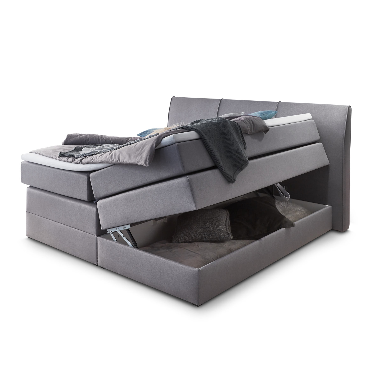 Boxspringbett - grau - H3/H4 - Taschenfederkern - 180x200 cm