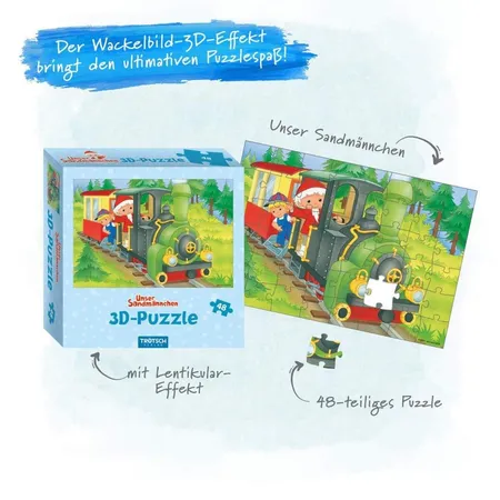 Trötsch Unser Sandmännchen 3D Puzzle Eisenbahn, 48 Teile