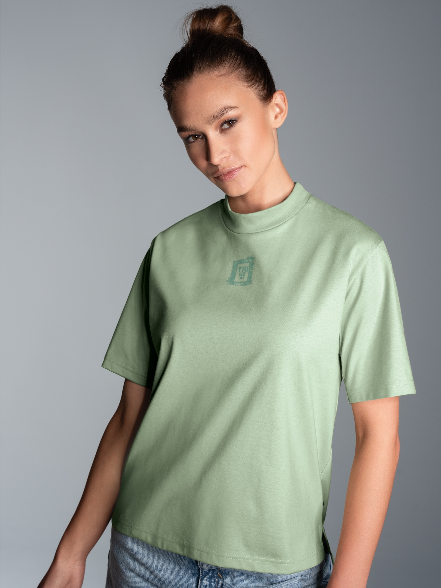 T-Shirt mit Stehkragen Green tea