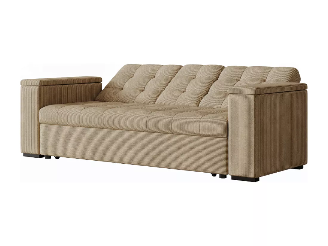 Canapé convertible 3 places modulable en velours côtelé beige NOHO