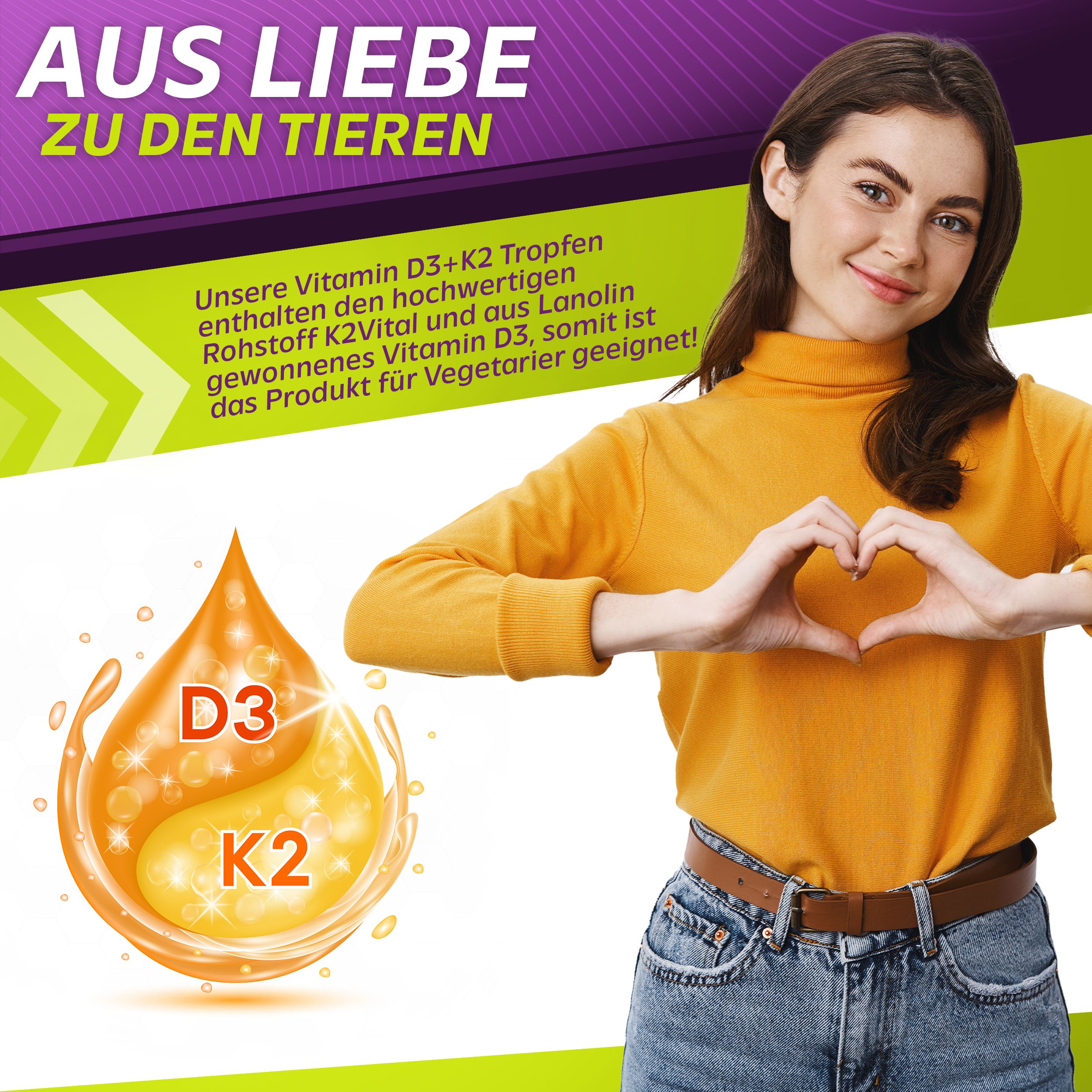 Vita2You Vitamin D3 + K2 Tropfen 5000IE - 100µg Vitamin K2