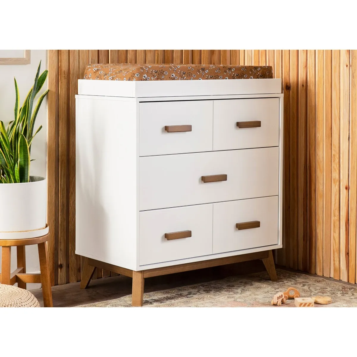 Babyletto Meuble à Langer 3 Tiroirs Scoot - Blanc  Noyer