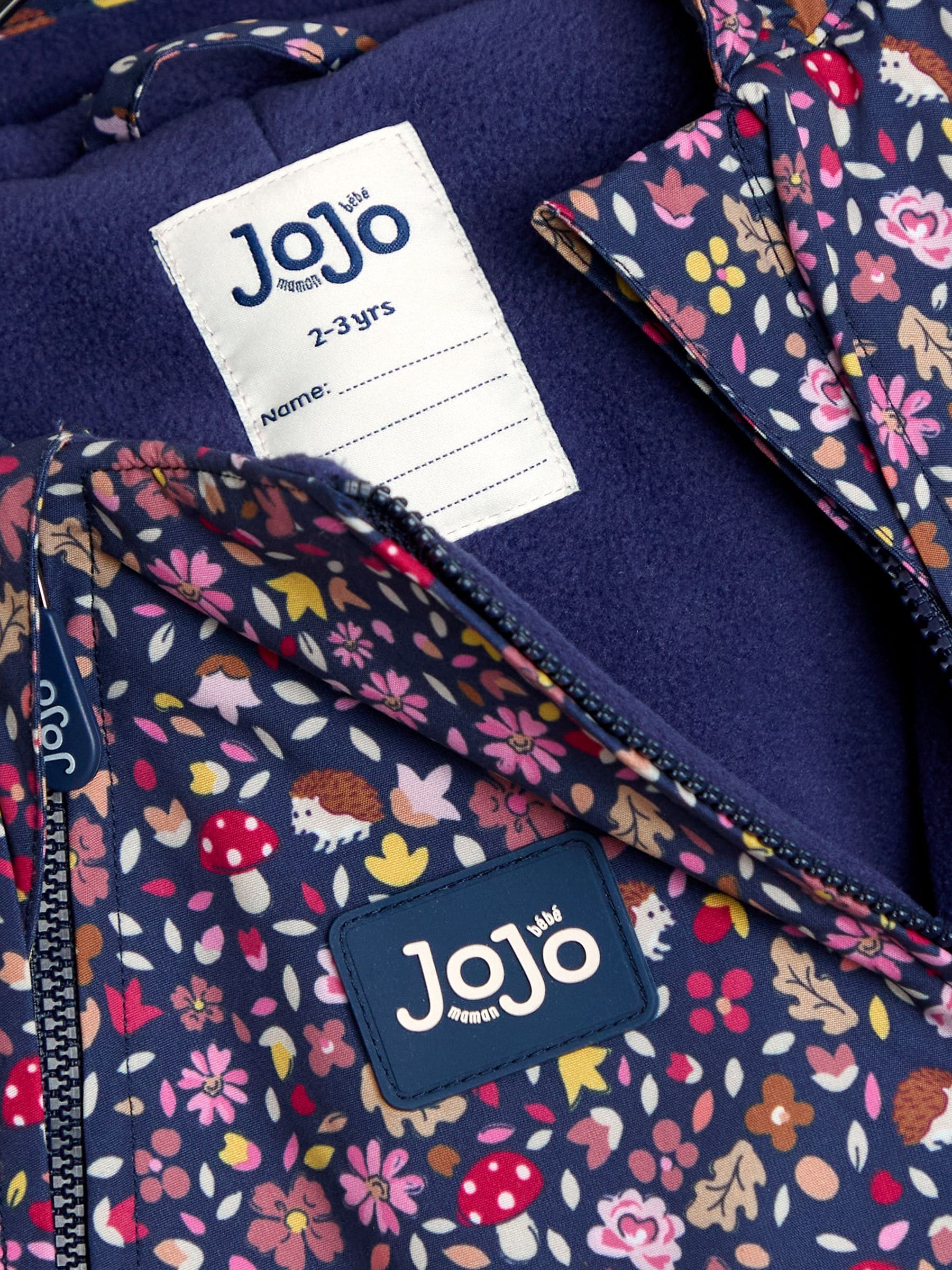Marineblauw egel - JoJo Maman Bébé - Waterdicht regenpak met fleecevoering