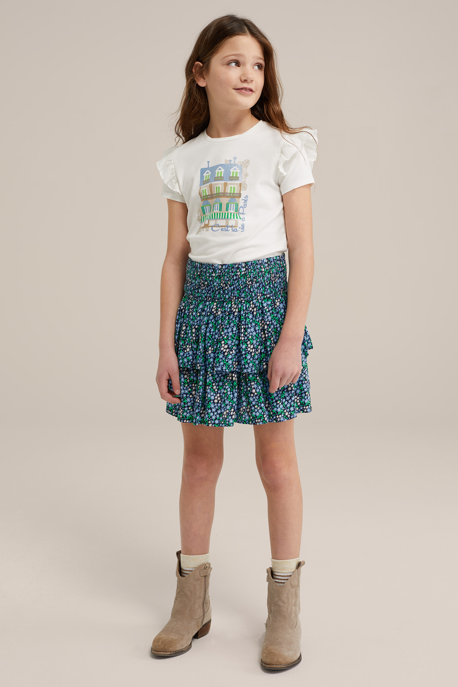 Meisjes T-shirt met opdruk WE Fashion Wit