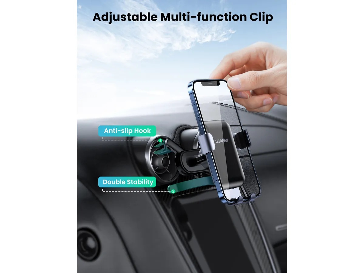 Round Air Vent Gravity Auto KFZ Smartphone Halterung für Lüftungsgitter Air Frame Befestigung mit Schwerkraft-Mechanismus (30401) - Schwarz
