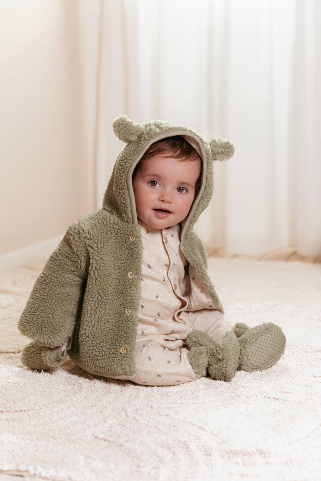 Little Dutch teddy slofjes Soft Green