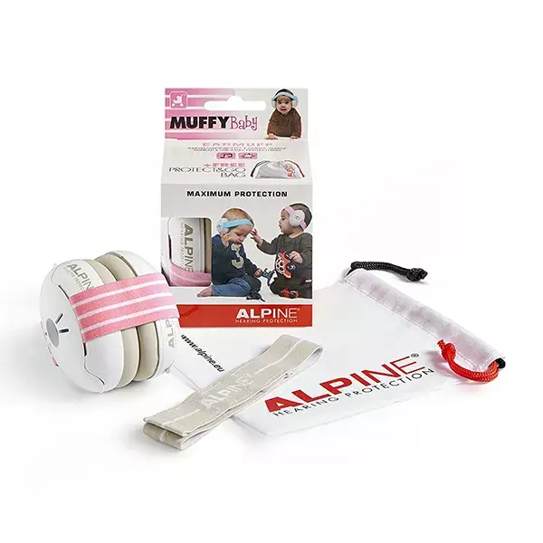 Protetores de ouvido Alpine Muffy rosa para bebês