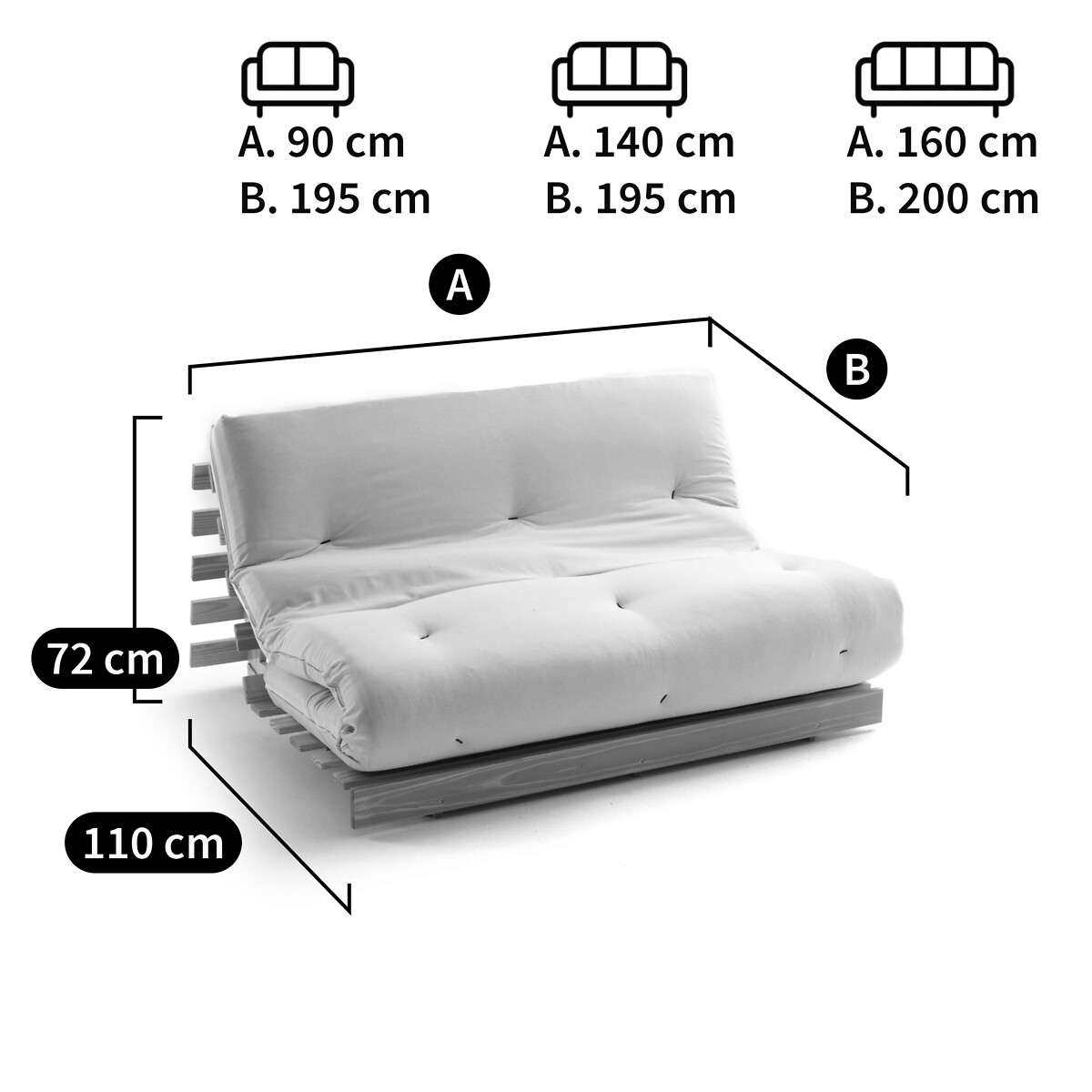 LA REDOUTE INTERIORS<br>Banco futon, 4 posições Tailandês