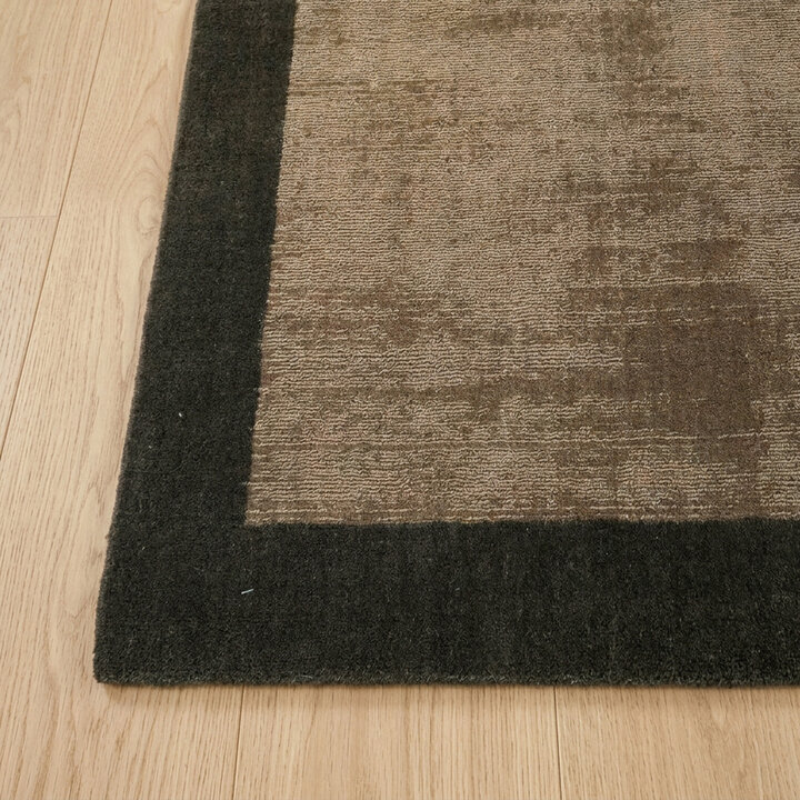 Laagpolig vloerkleed - Lucien Border Bruin | Mid-century modern