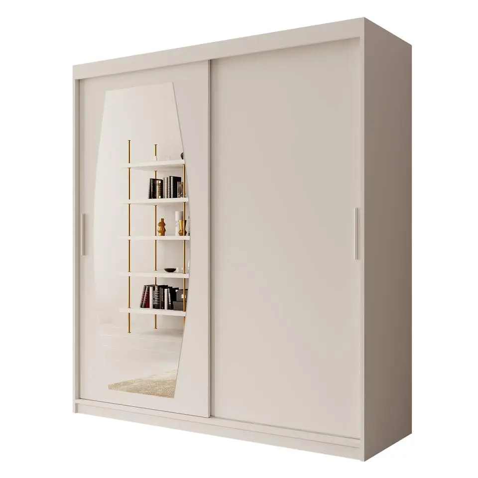 Meubella - Kledingkast Azai - Wit - 180 cm - Met spiegel