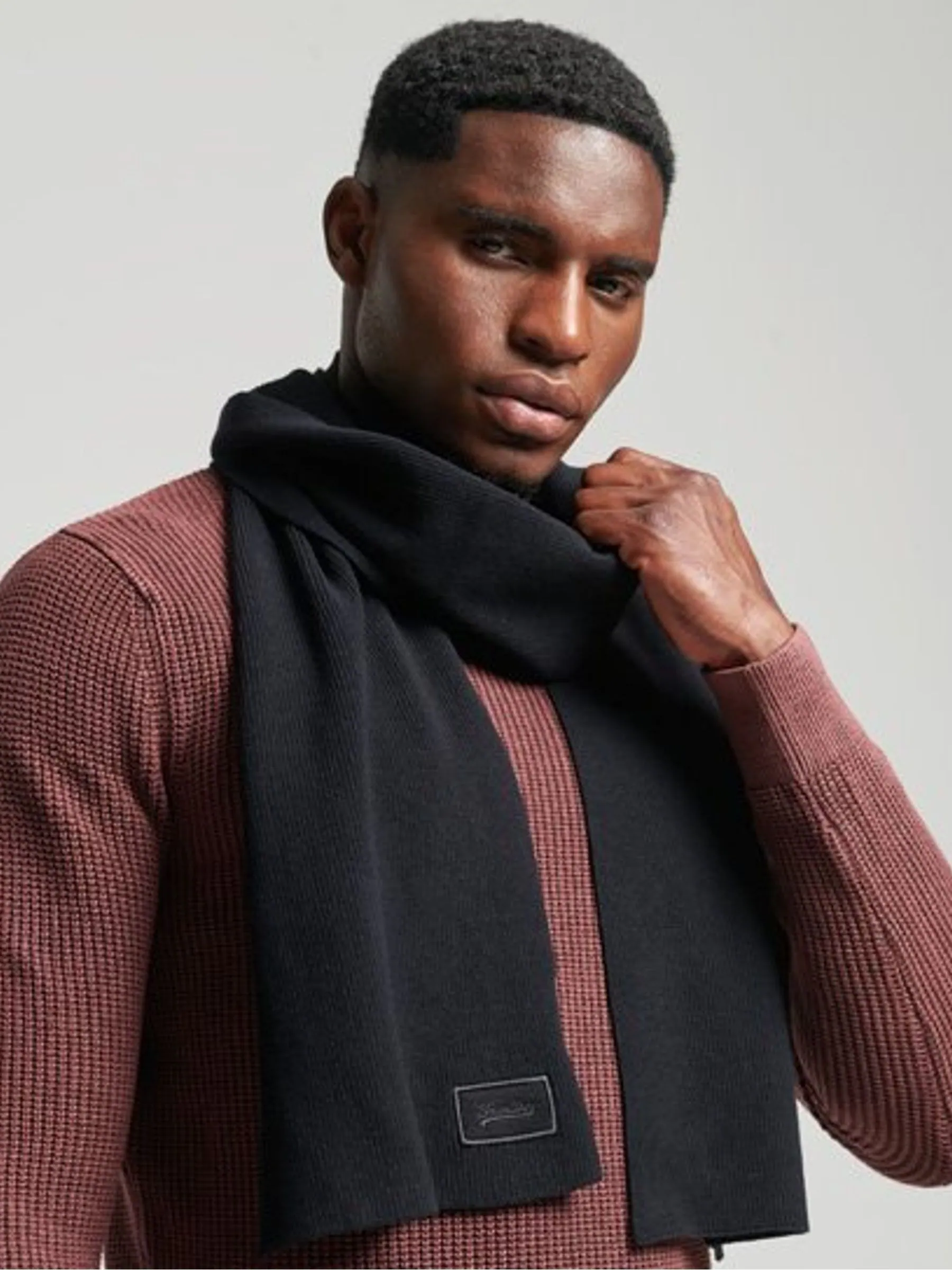 Zwart - Superdry - Gebreide sjaal met logo