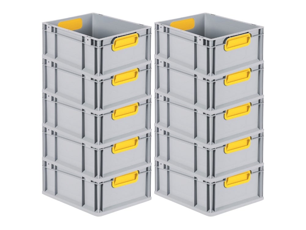 PROREGAL Eurobox Nextgen Kleur HxBxD 17 x 30 x 40 cm 16 liter Handgrepen Geel Gesloten Gladde Bodem Euro Container Transportbox