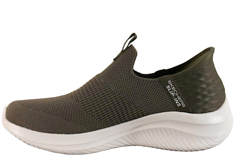SKECHERS SLIP-INS ULTRA FLEX COZY STREAK VEGAN OLIVE