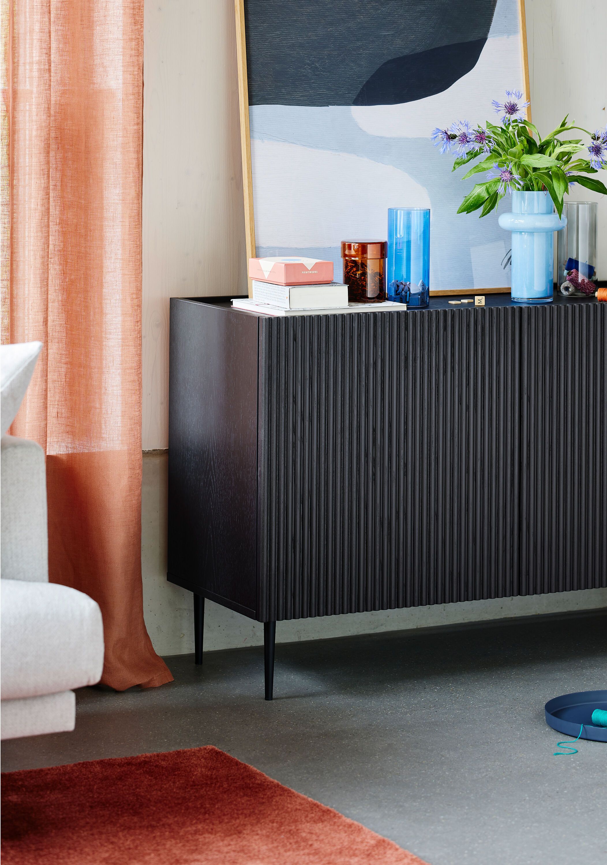 ILVI Sideboard - Schwarz / B: 180.0 cm x T: 45.0 cm x H: 77.3 cm