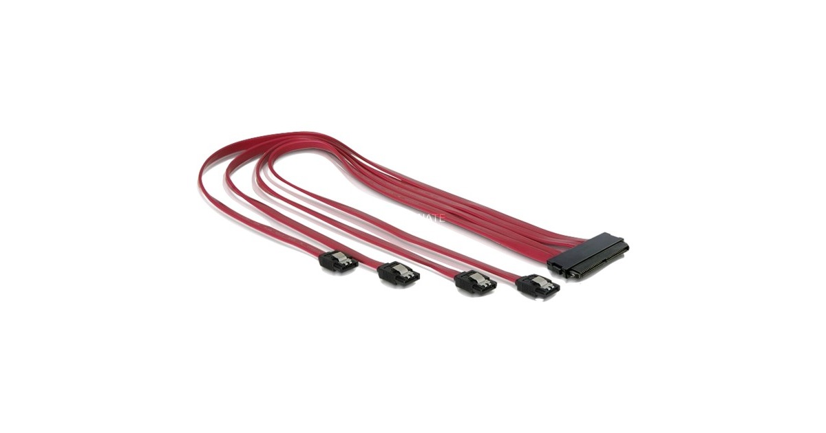 DeLOCKSAS SFF-8484 > 4x SATA 7-Pin adapter  (Rood, 0,5 meter)