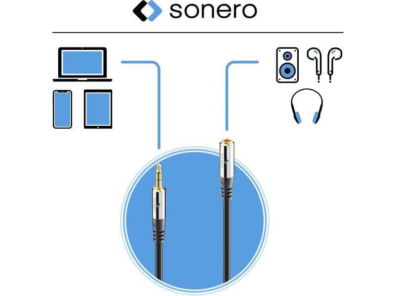 sonero Audio-Kabel 3.5 mm Klinke - 3.5 mm Klinke 3 m Stereo-Audio-Verlängerungskabel