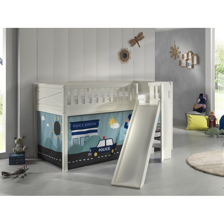 VIPACK Spielbett SCOTT 90 x 200 cm Police weiß