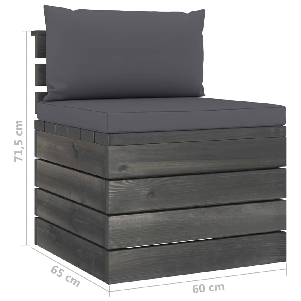 Salon de jardin palette meuble d'extérieur ensemble de mobilier 7 pièces avec coussins bois de pin massif