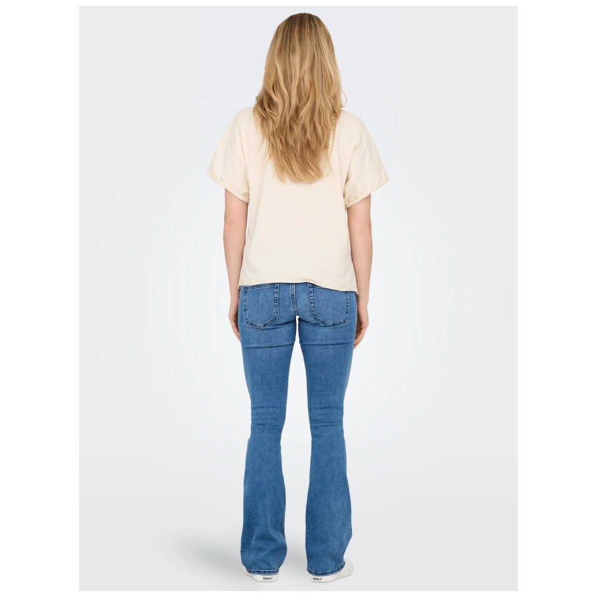 ONLY zwangerschaps T-shirt korte mouwen printopdruk beige