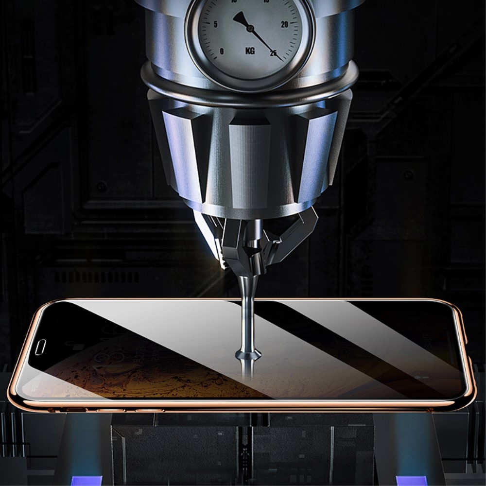 iPhone SE (2022/2020) / 8 / 7 Magnetische Alu Schutzhülle mit Panzer Glas Backcover   Privacy Displayschutz (Magnet-Technologie) - Schwarz