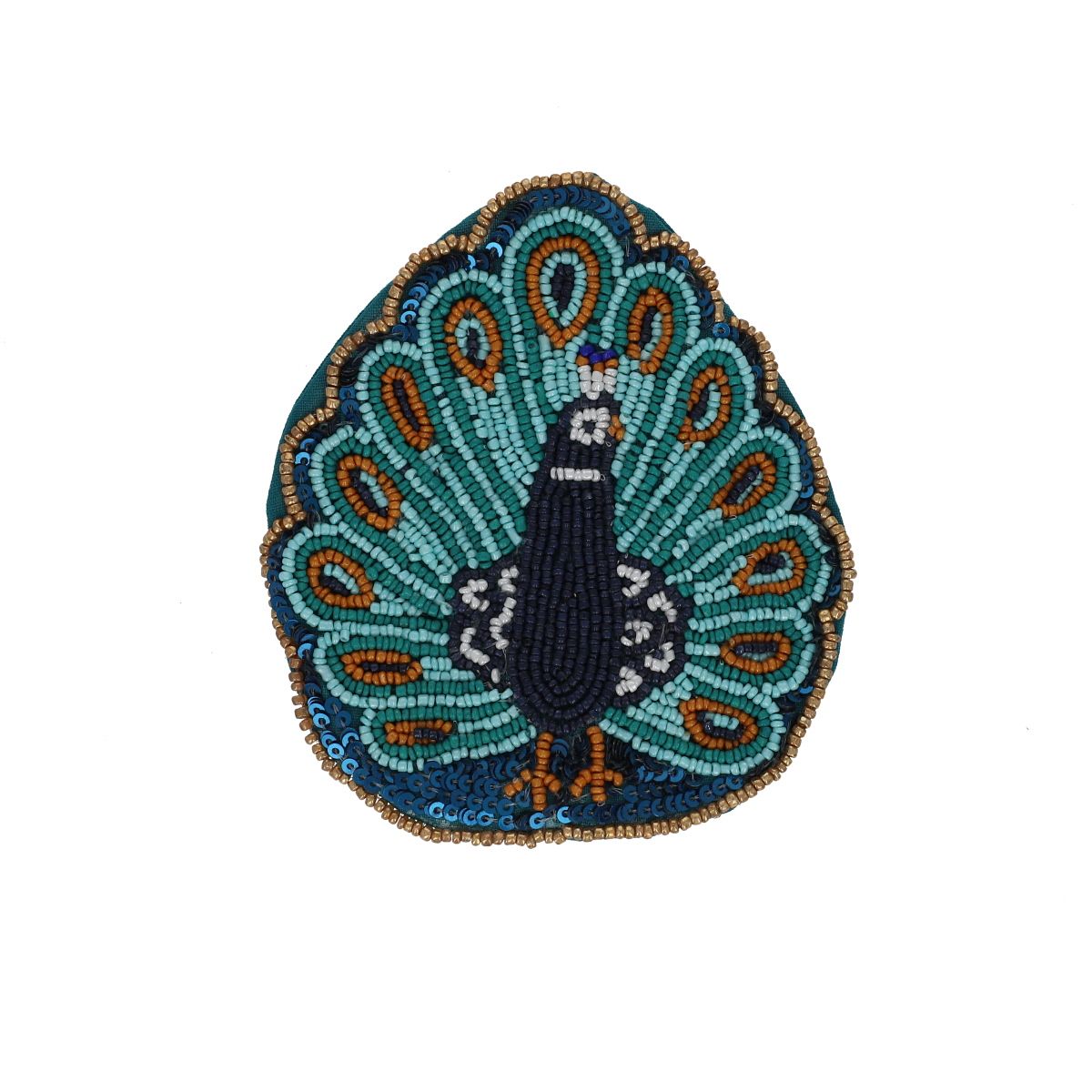 Porte-monnaie perles paon - Mariage Indien Pondie Chérie