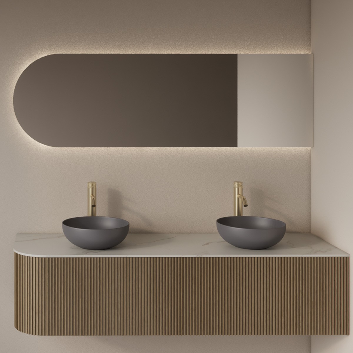 Gliss Design Zelus spiegel ovaal rechts 160x60cm met handsensor