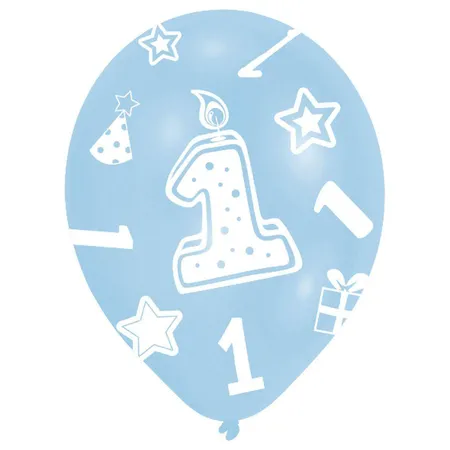 amscan Latexballons Geburtstagskerze 1, blau 6 Stück