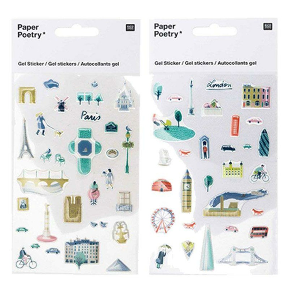 Stickers gel transparent - paris, londres