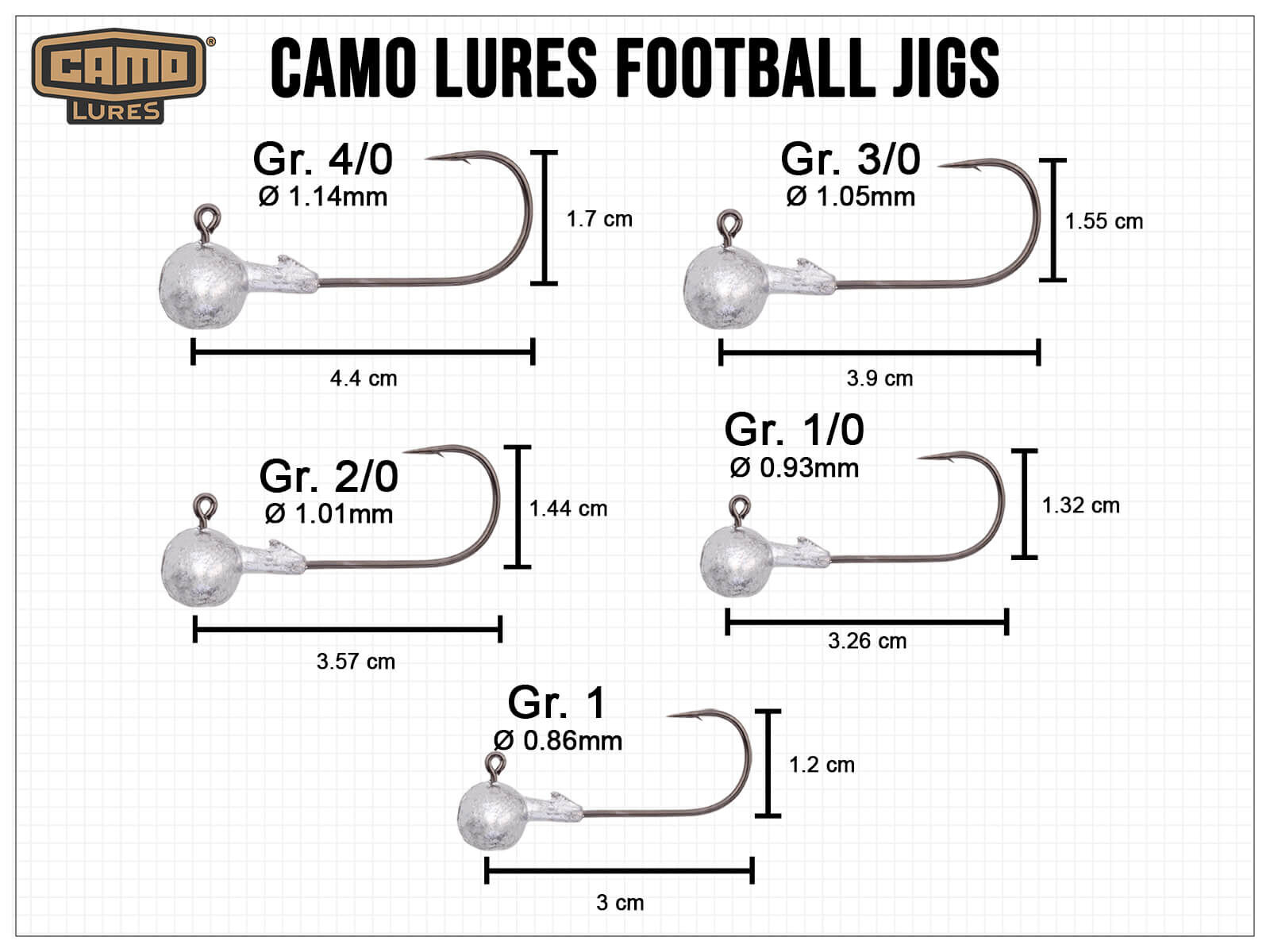 CAMO LURES Football-Jigs Gr. 3/0 (7g)(CAMO Lures)