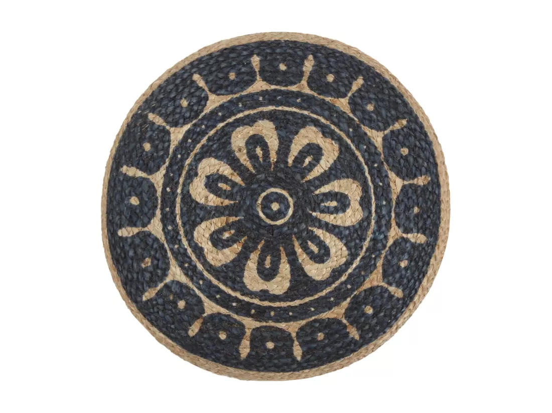 Pouf fait à la main Bleu 45 x 30 cm Jute