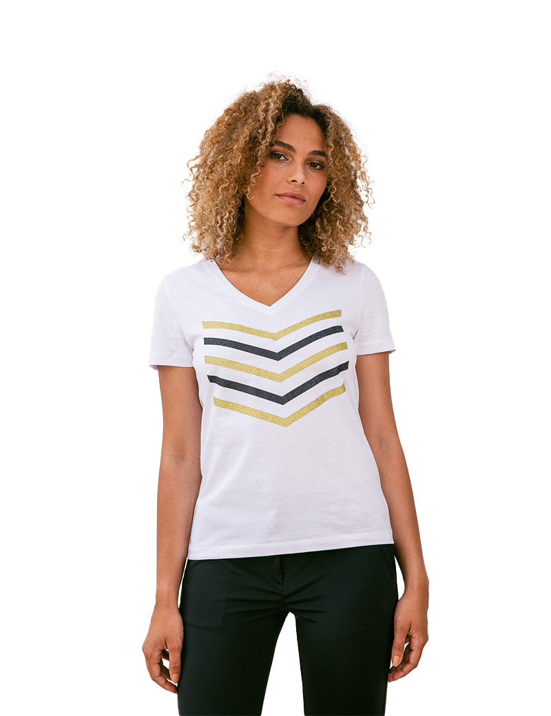 HBT HAILEY TOP BLANC NOIR/GOLD