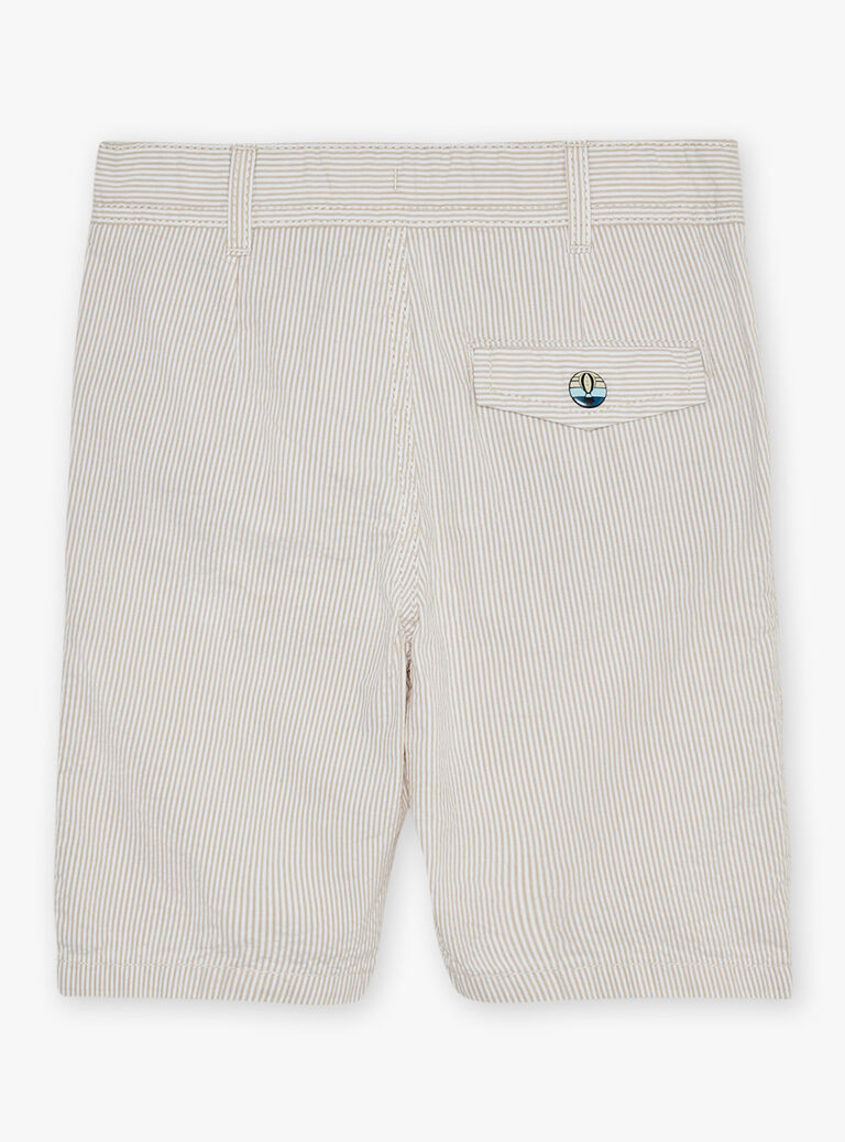 Bermuda à rayures beige et blanc