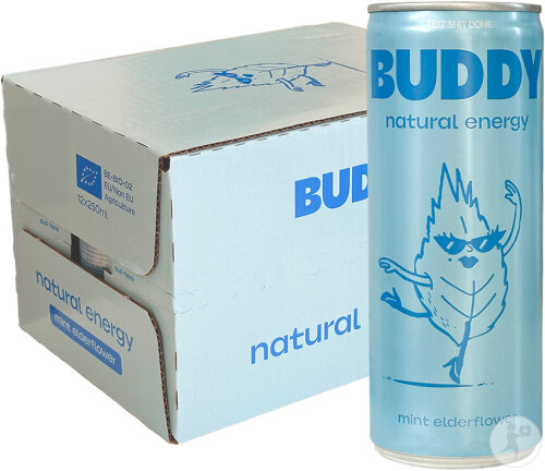 Buddy Boisson Énergisante Naturelle Menthe Fleur De Sureau 12x250ml
