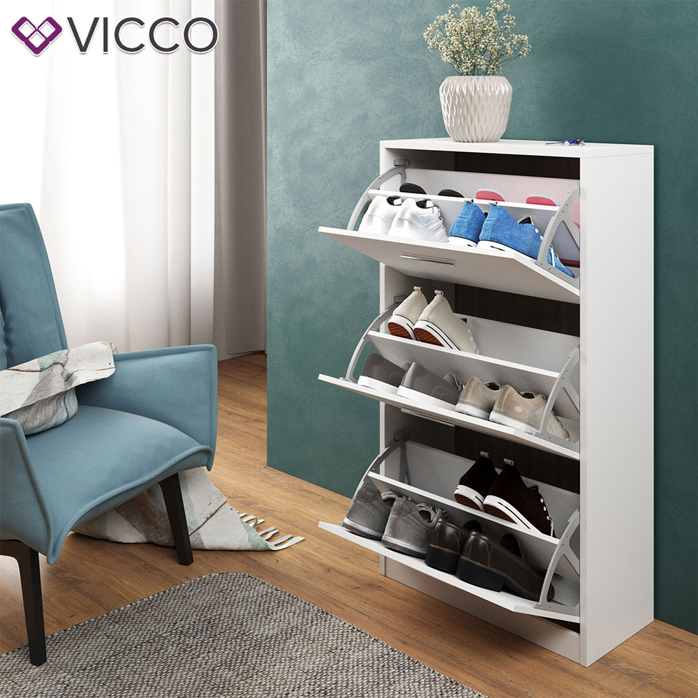 Vicco Schuhschrank Gizmo Schuhkipper Schuhregal Regal 3 Fächer Weiß