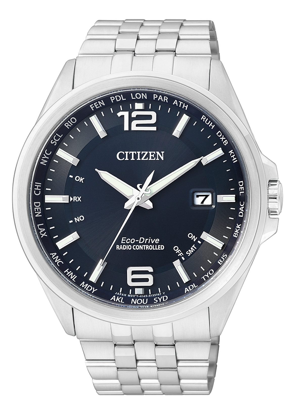 Citizen Funkuhr Armbanduhr, Herrenuhr, Solar, Edelstahlarmband, Saphirglas, Datum