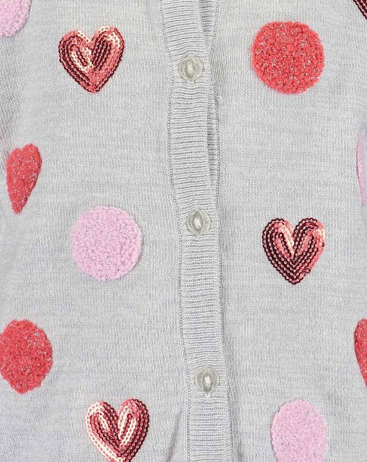 Strickjacke COLOR YOUR LIFE – HEARTS mit Pailletten in nebelgrau