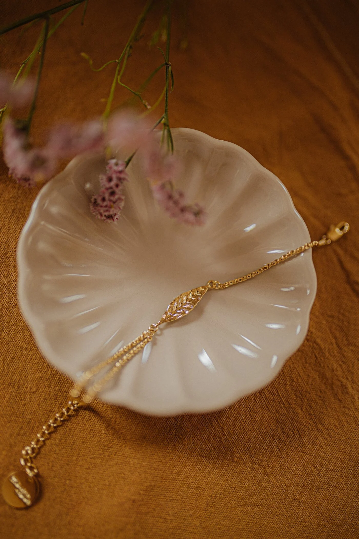 THALIE - Bracelet feuille doré à l'or fin | Doré
