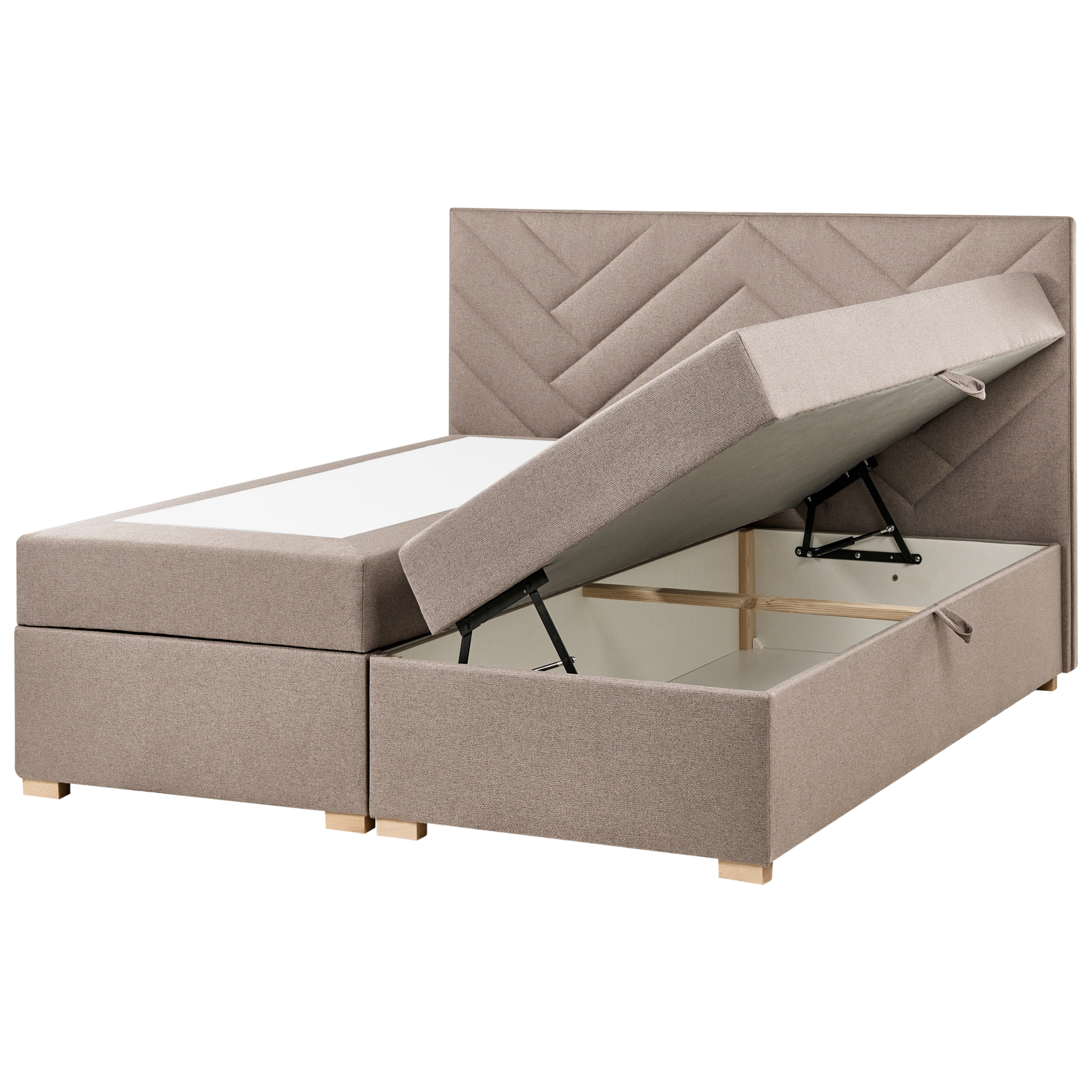 Beliani - ESQUIRE - Boxspringbed - Taupe - 160 x 200 cm - Polyester