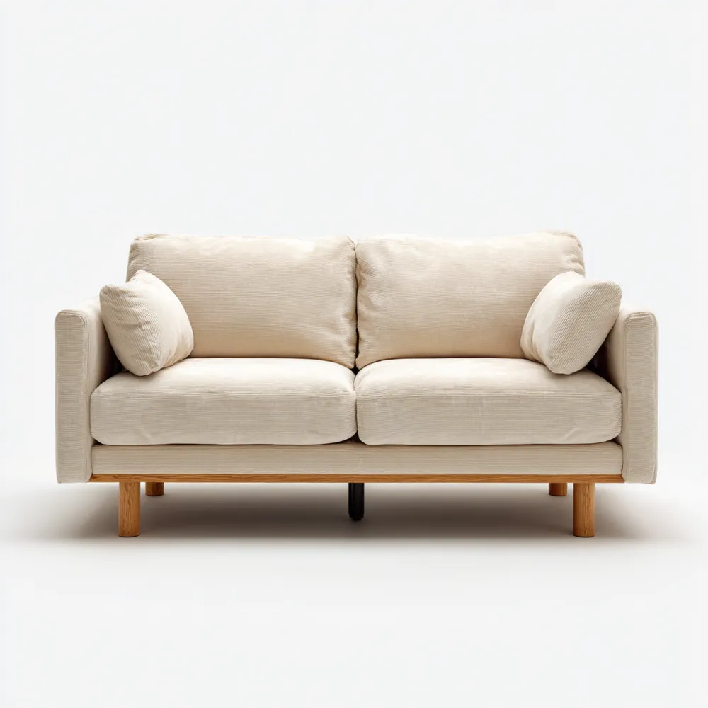2-Sitzer-Sofa 160x90x85 cm Stoff Beige Holzbeine – Modernes Design
