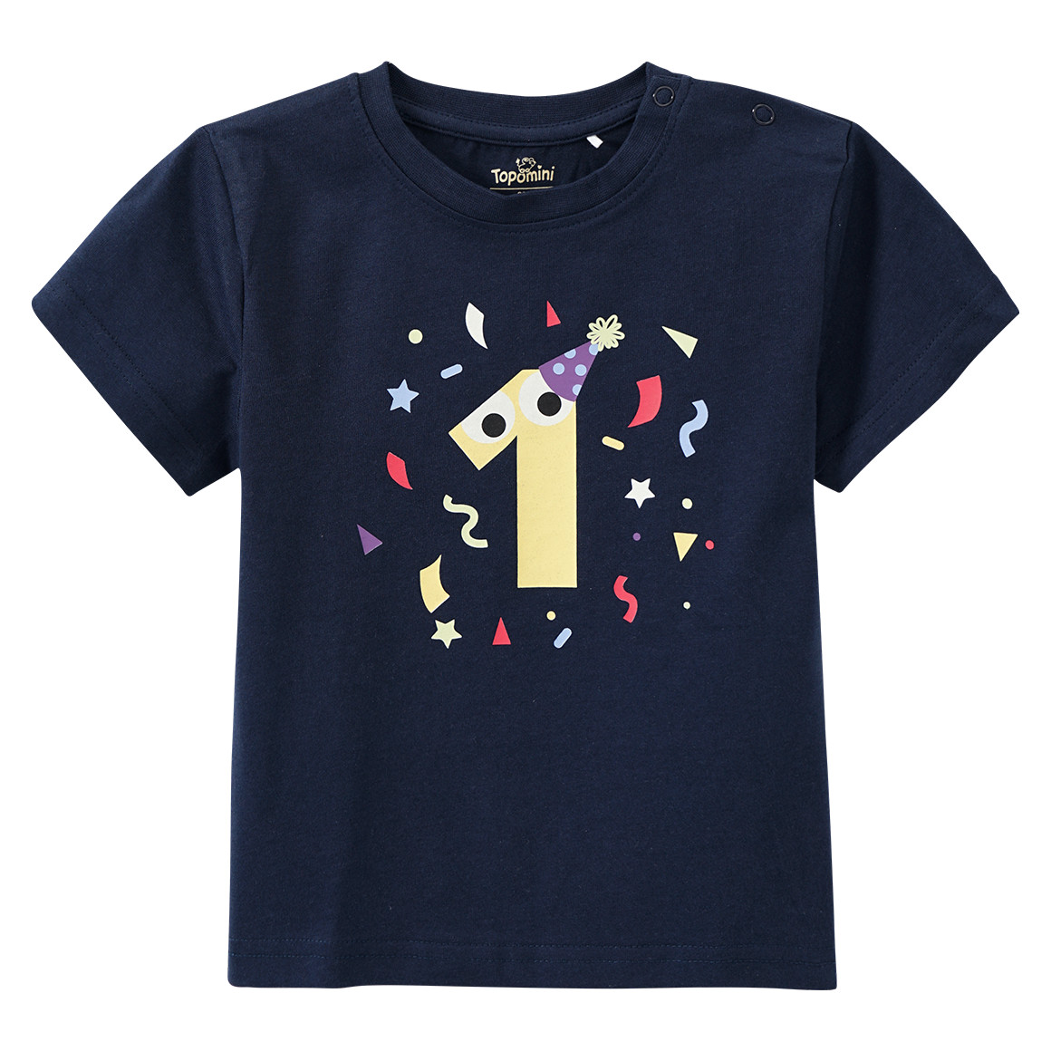 Topomini Baby T-Shirt mit Geburtstagszahl 1 dunkelblau