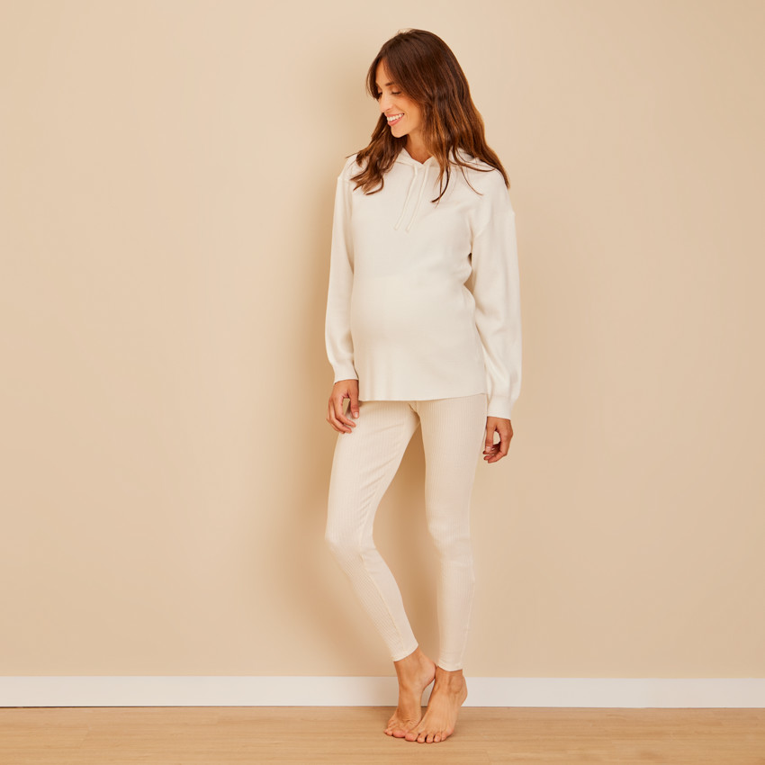 Legging de grossesse pour pyjama effet côtelé