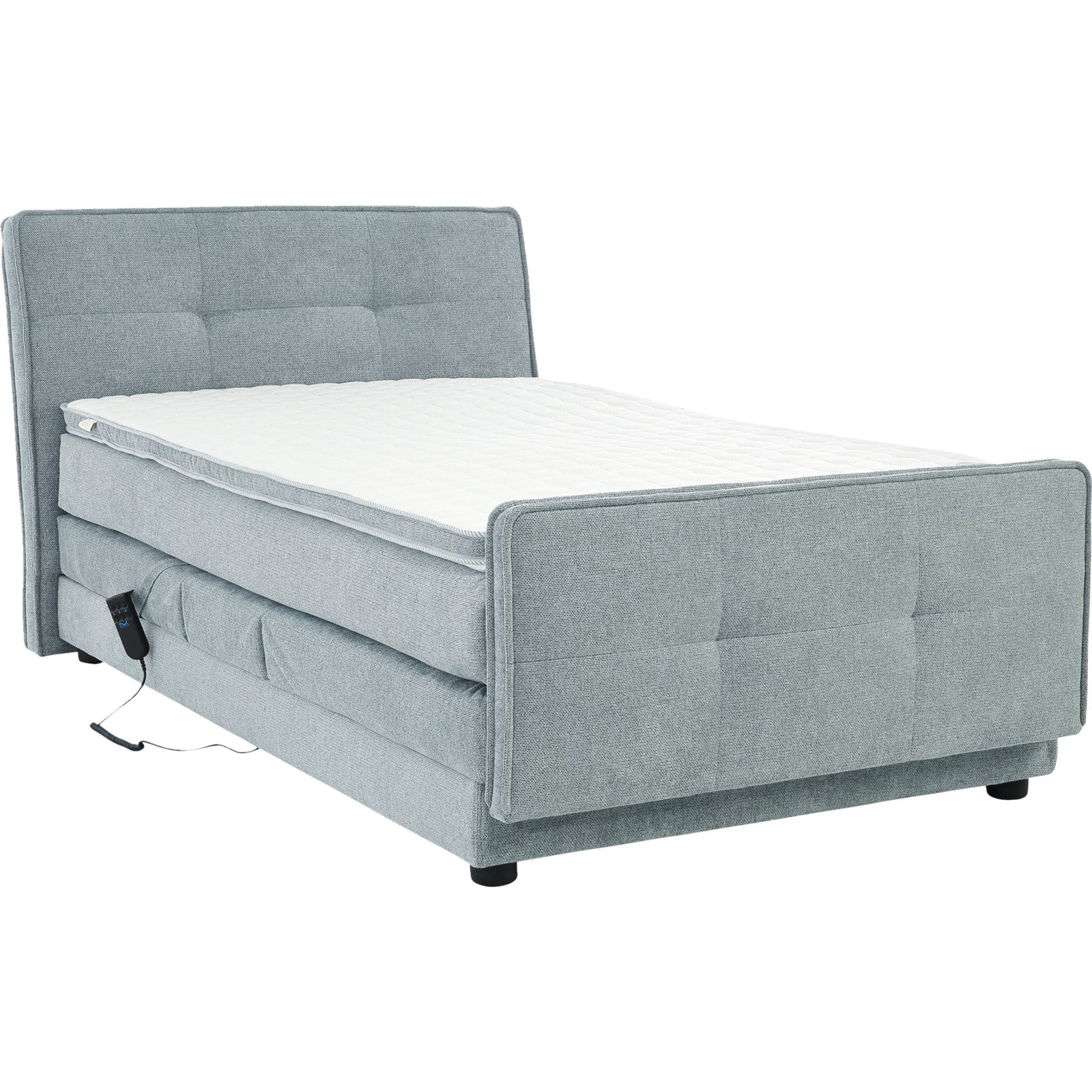 Boxspringbett Paloma Stoff 120 x 200 cm, mit verstellbarer Liegeposition per Fernbedienung grau