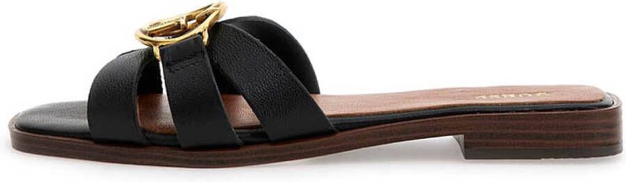 Guess Slippers van leer met labeldetail model 'SYMO'