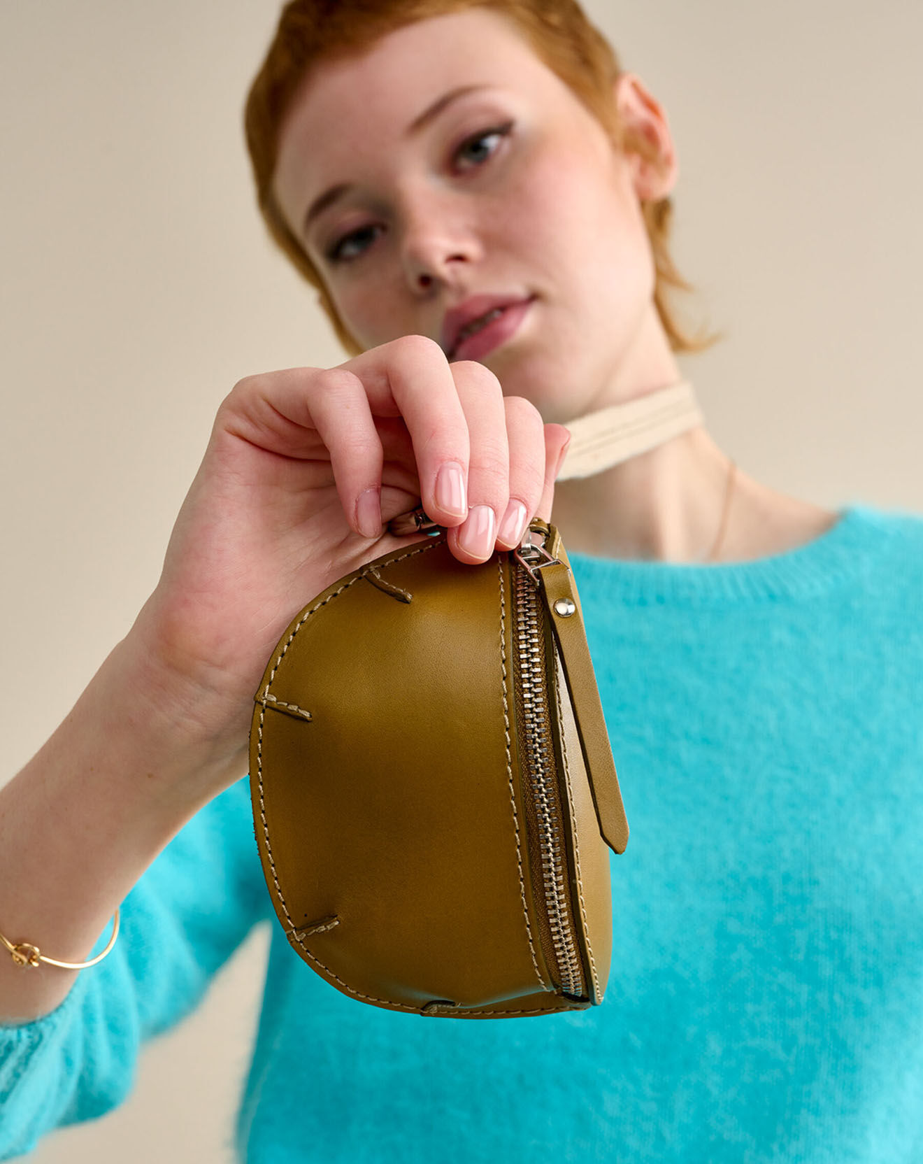 Bellerose Mini sac en Cuir vernis Rosike kaki