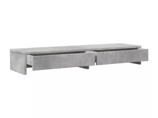 Support de moniteur avec tiroirs gris béton bois d'ingénierie