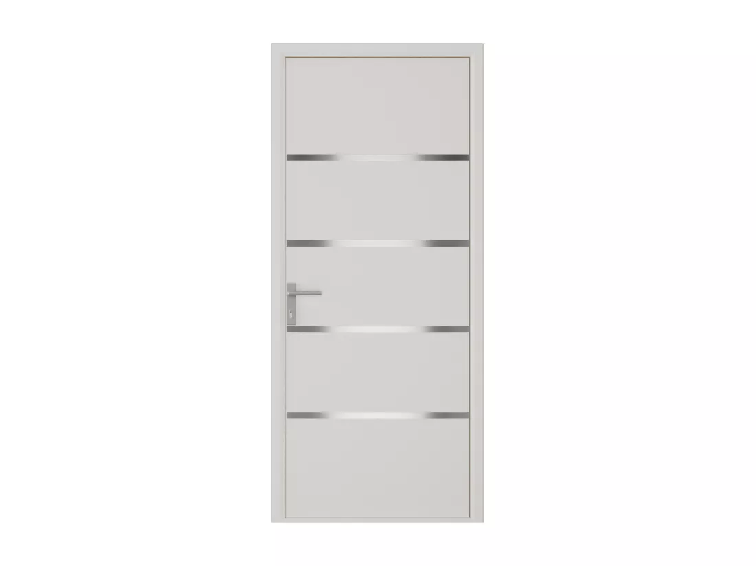 Porte d'entrée en aluminium H218 x L96 cm blanc - poussant droit - ISALINA