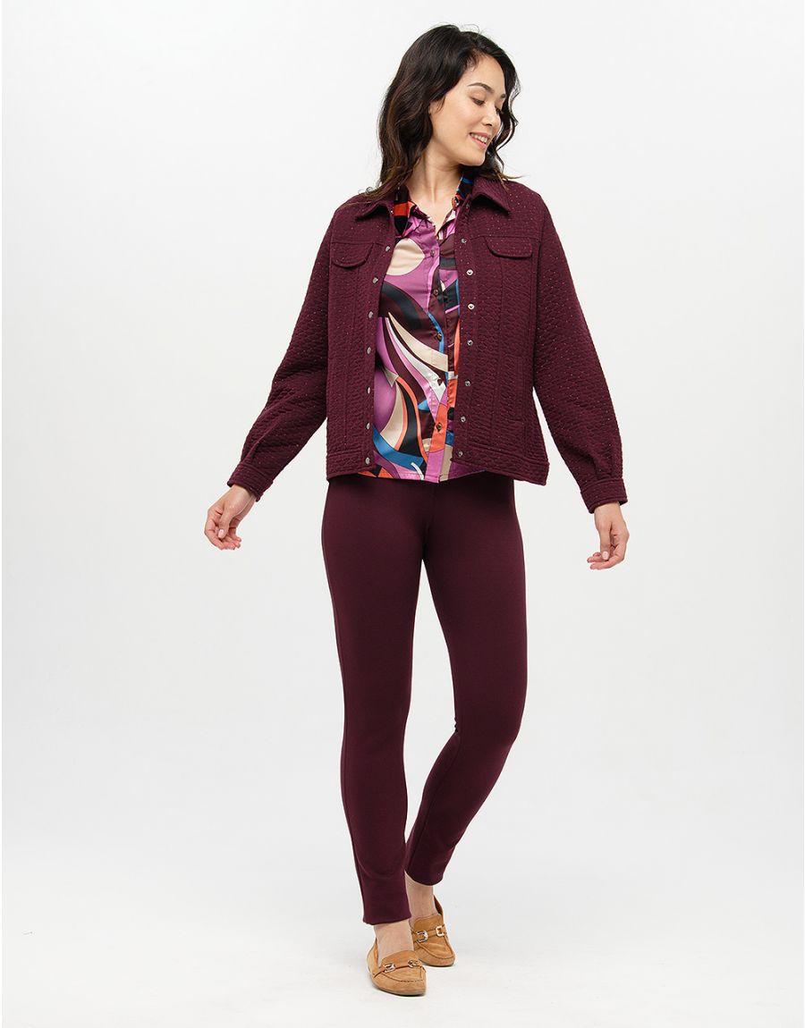 Pantalon slim rouge prune